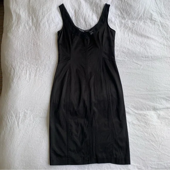 Vintage Dolce & Gabbana Lace Silky Trim Sleeveless Dress Black 90s Y2K - Picture 2 of 11